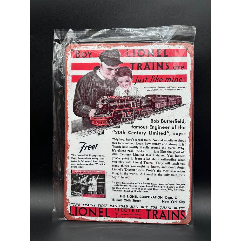 Lionel Trains Retro Metal Sign Advertising Memorabilia